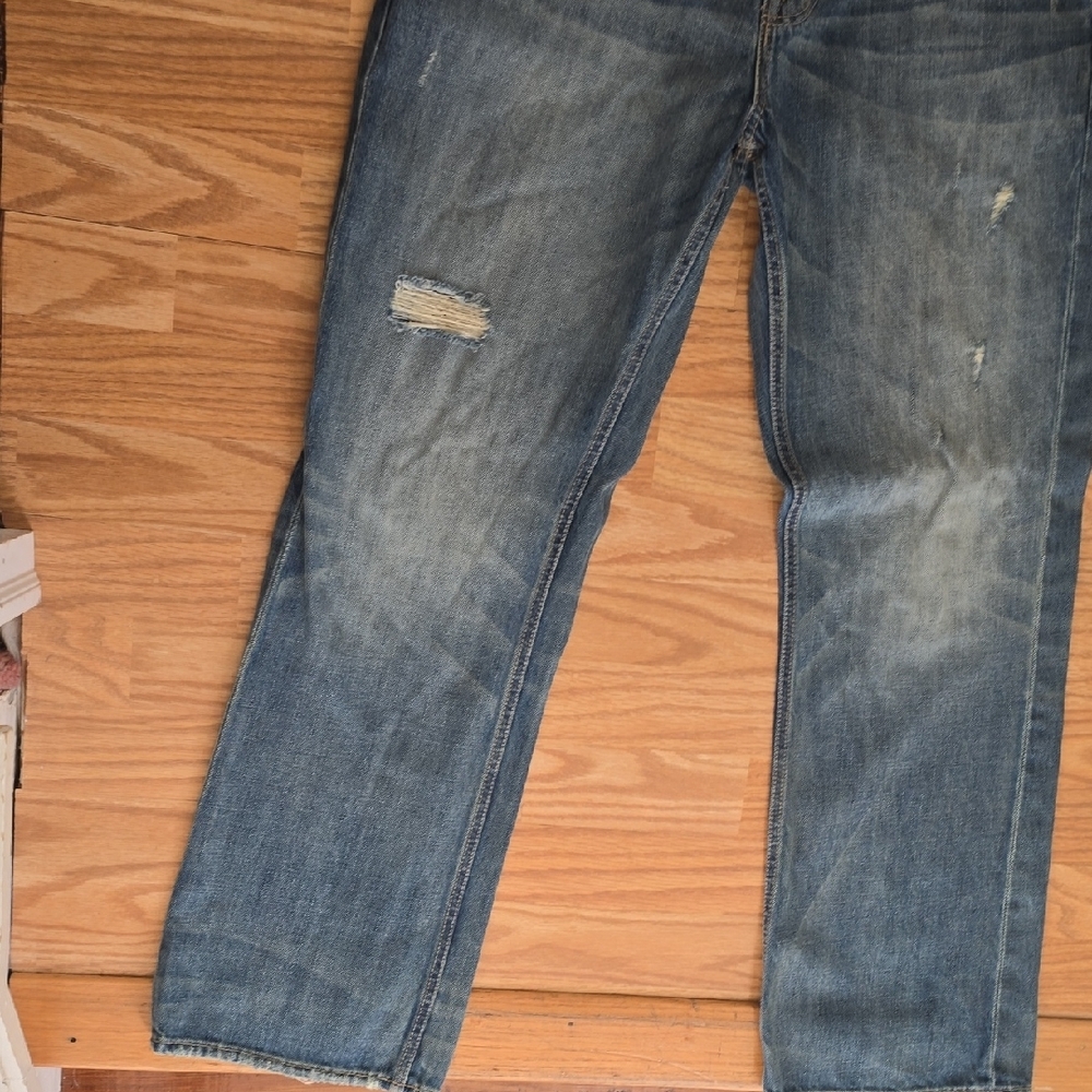 American Eagle Outfitters Men's Bootcut Distressed Jeans - Blue - Picture 2 of 4